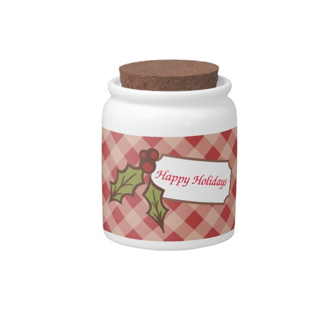 Red Gingham Holiday Jar (Front)