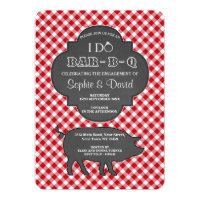 Red Gingham I DO BARBEQUE Engagement Chalk Invite