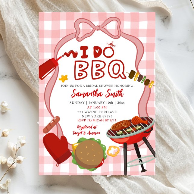 Red Gingham I do BBQ bridal shower invitation (Creator Uploaded)