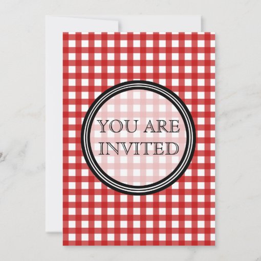 Red Gingham Invitation Zazzle