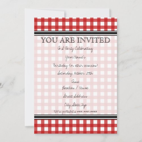 Red Gingham Invitation