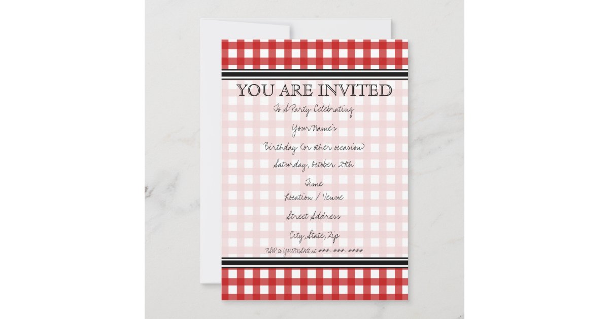 Red Gingham Invitation | Zazzle