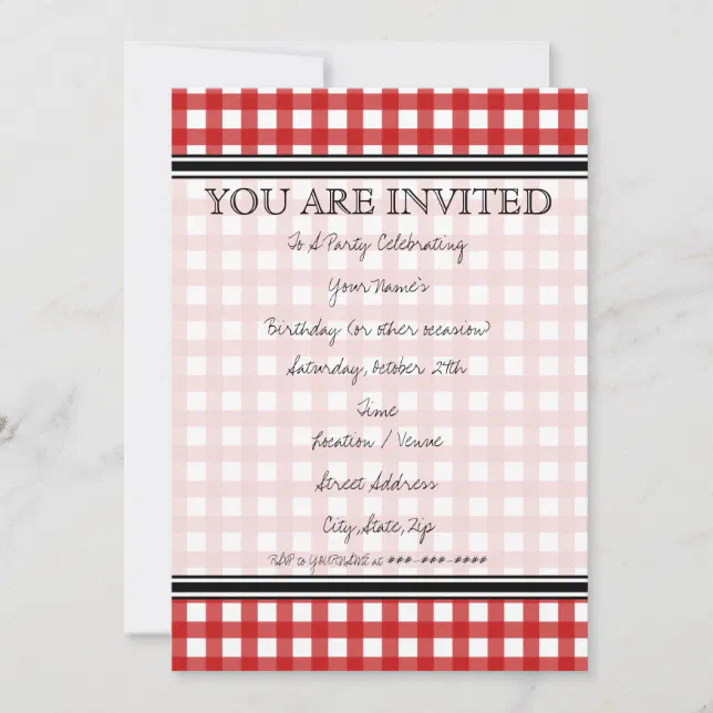 Red Gingham Invitation | Zazzle