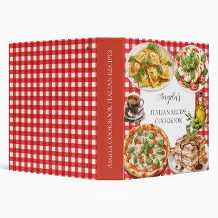 Red Gingham Italian Food Recipes Cookbook 3 Ring Binder