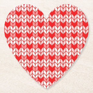 RED GINGHAM KNIT Heart Paper Coasters