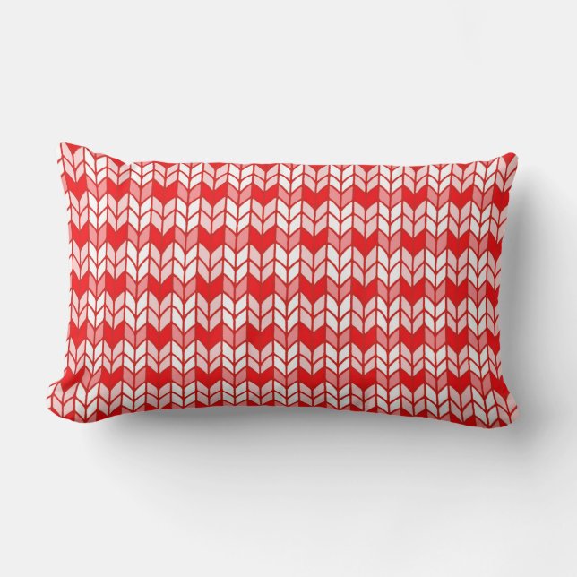 RED GINGHAM KNIT Lumbar Pillow (Front)