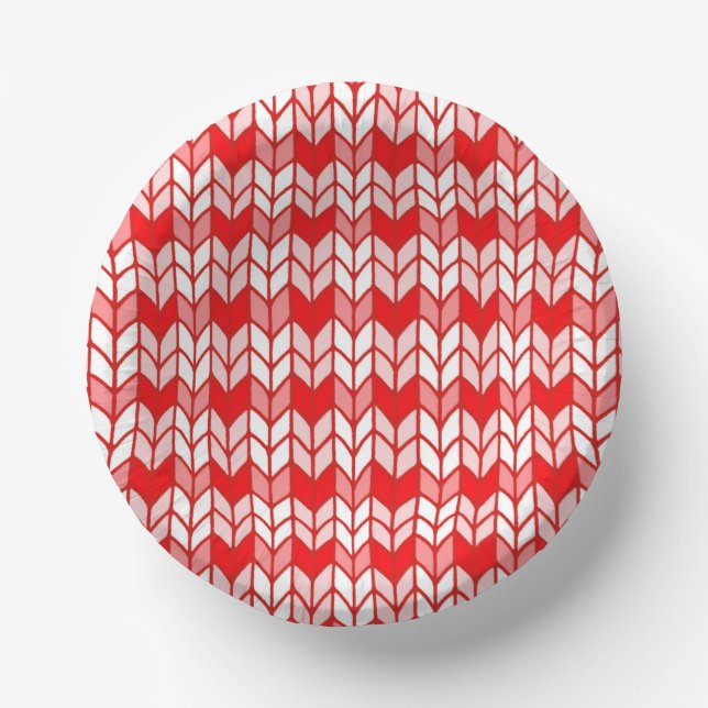 RED GINGHAM KNIT Paper Bowls (Front)