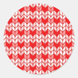 RED GINGHAM KNIT Small Round Stickers