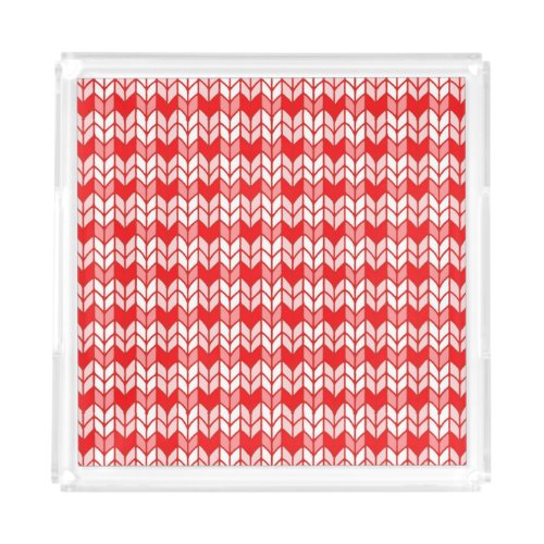 RED GINGHAM KNIT Square Acrylic Tray
