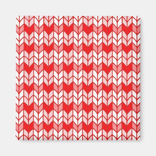 RED GINGHAM KNIT Square Magnet (Front)