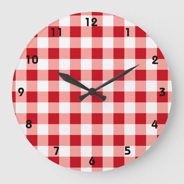 Red Gingham Large Clock (Front)