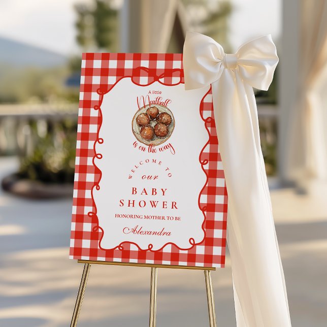 Red Gingham Meatball Baby Shower Foam Board (Creator Uploaded)