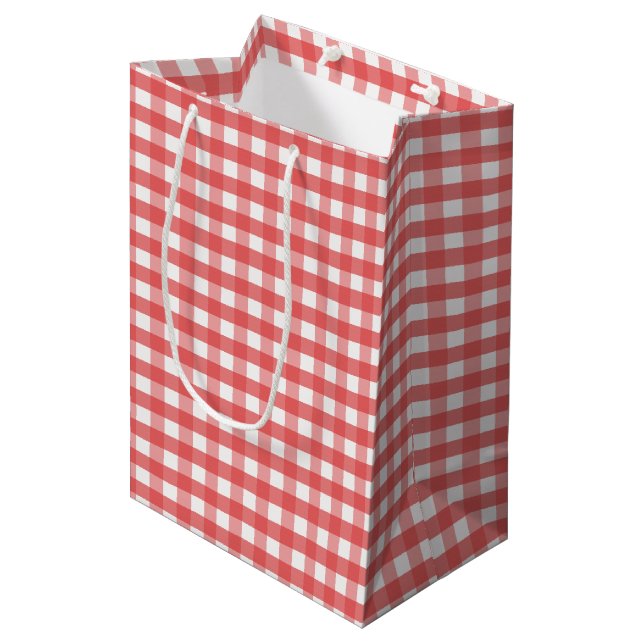 Red Gingham Medium Gift Bag (Front Angled)