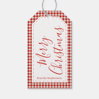 Red Gingham Merry Christmas Gift Tag