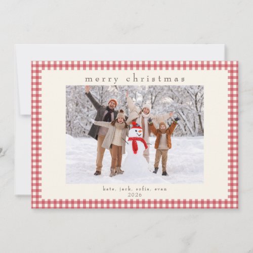 Red Gingham Message Back Holiday 2 Photo Card
