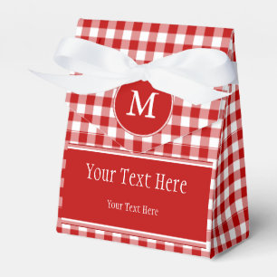 Red Gingham & Monogram Favor Bag Boxes
