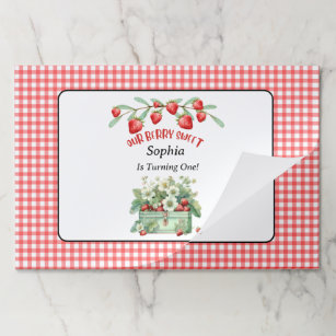Red Gingham Our Berry First baby  Paper Placemats