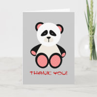 Red Gingham Panda Bear Baby Shower Thank You