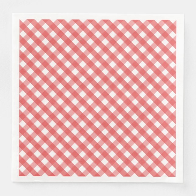 Red Gingham Paper Dinner Napkins (Front)