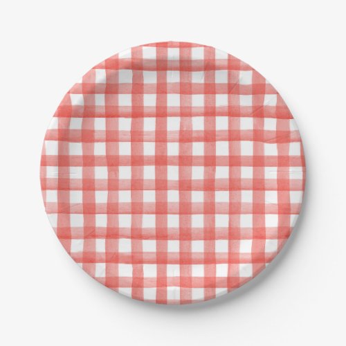 Red Gingham Paper Plates