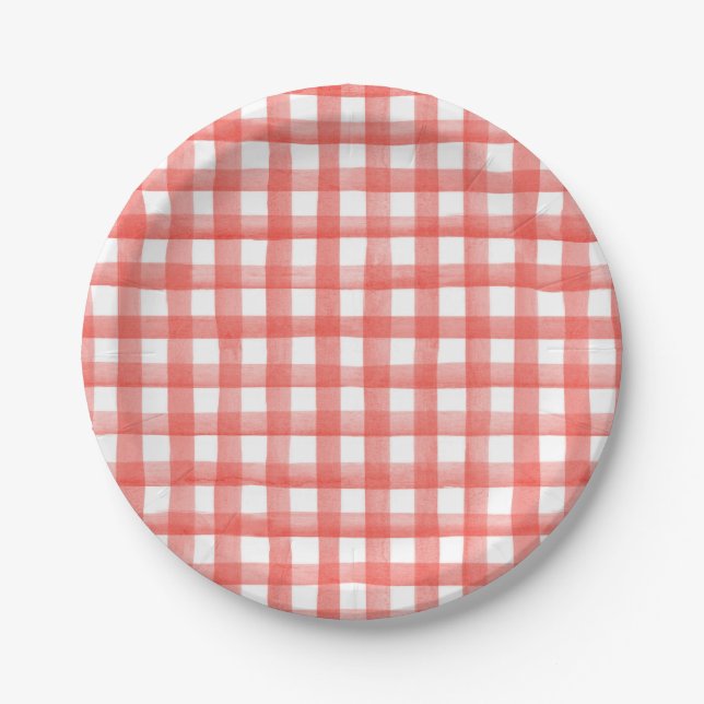 Red Gingham Paper Plates (Front)