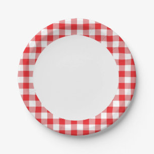 Red Gingham Paper Plates