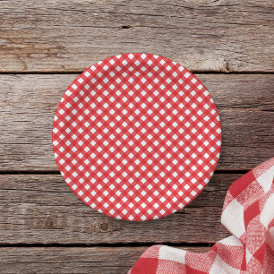 Red Gingham Paper Plates