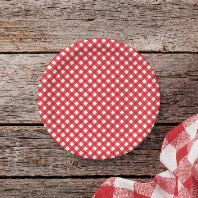 Red Gingham Paper Plates (Creator Uploaded)