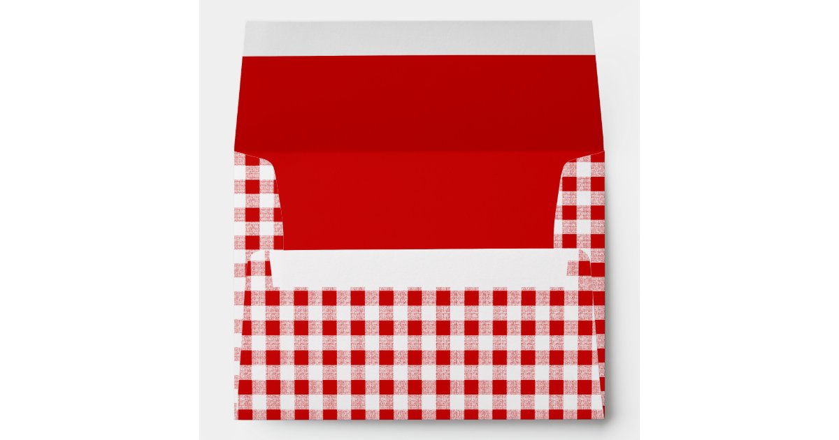 Red Gingham Pattern A7 Envelopes Zazzle