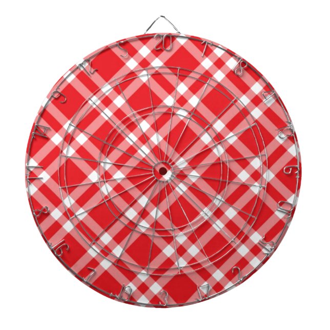 Red Gingham Pattern Dartboard (Front)