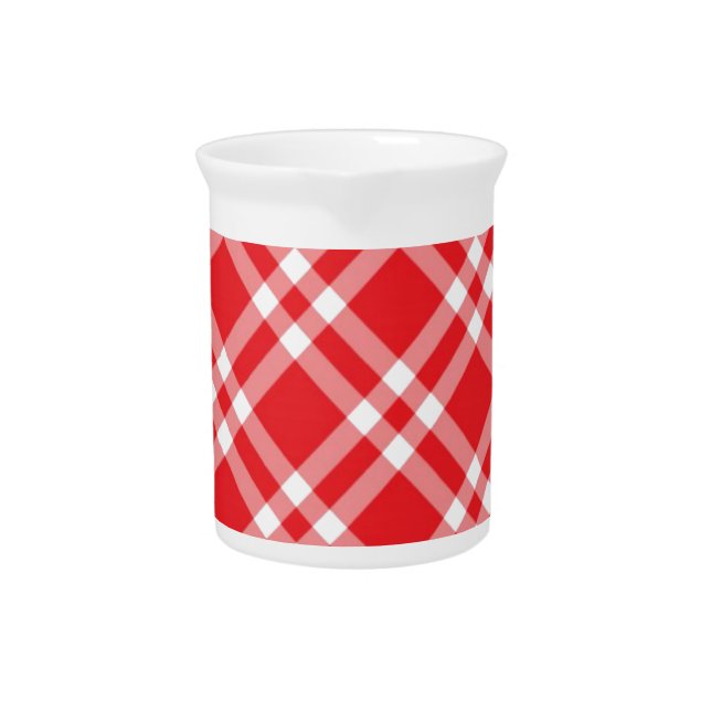 Red Gingham Pattern Drink Pitcher (Front)