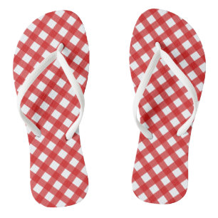 Red Gingham Pattern Flip flops