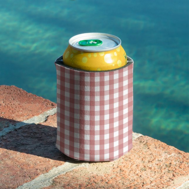 Red Gingham Pattern Grandmillenial  Can Cooler (In Situ Pool)