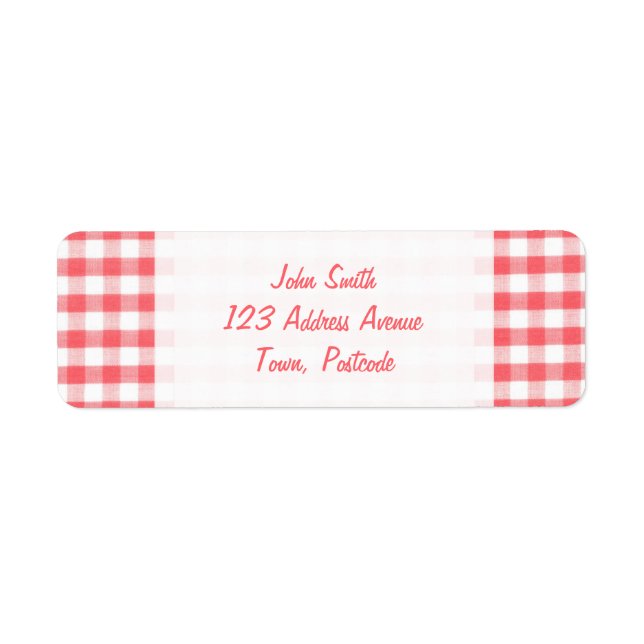 Red Gingham Pattern Label (Front)