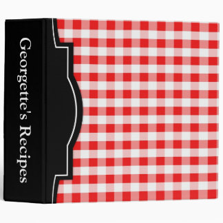 Red Gingham personalized 2" Recipe Binder