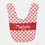 Red Gingham Personalized Baby Bib at Zazzle