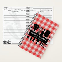 Red Gingham Personalized Cookbook Family Recipes