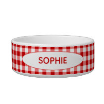 Red Gingham Personalized | Red &amp; White Checkers Bowl