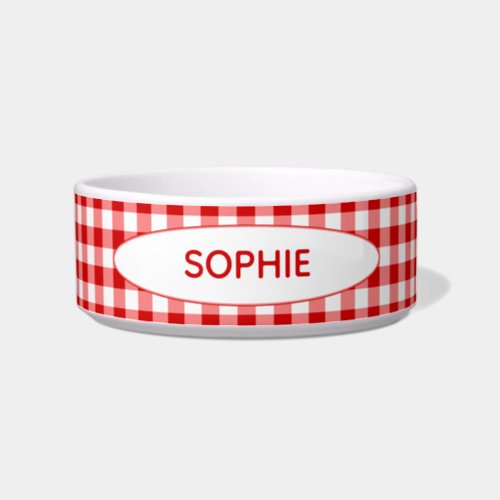 Red Gingham Personalized  Red  White Checkers Bowl