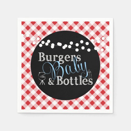 Red Gingham Picnic Babyq BBQ Boy Baby Shower Napkins