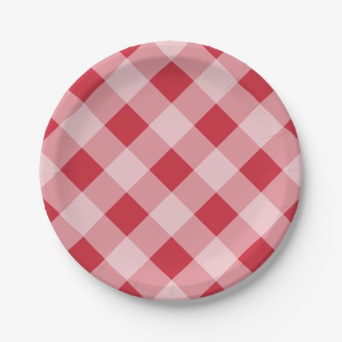 Red Gingham Picnic BBQ Party Paper Plates