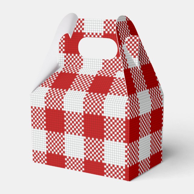 RED GINGHAM PICNIC FAVOR BOXES (Front Side)
