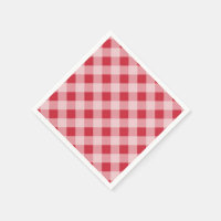 Picnic Gingham Red Cotton Cocktail Napkins 50 Units