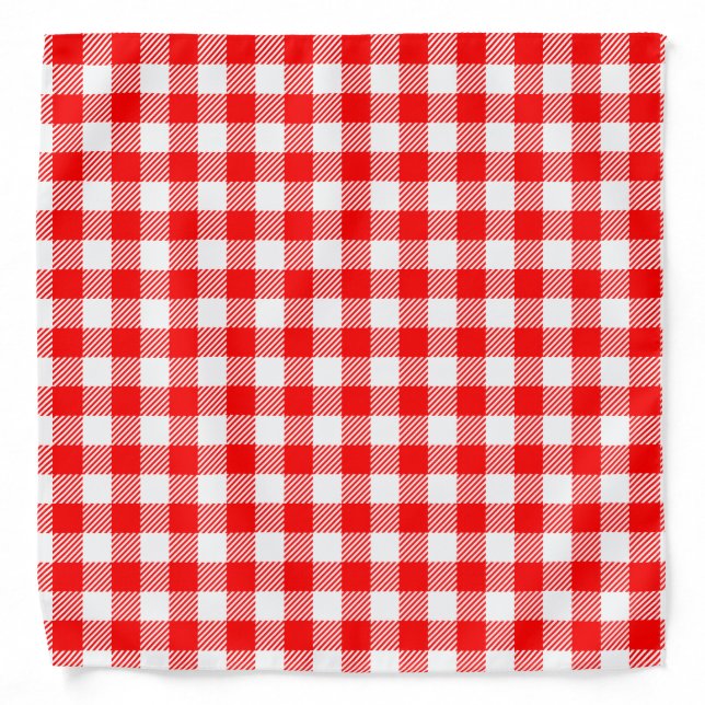Red gingham picnic tablecloth print bandana (Front)