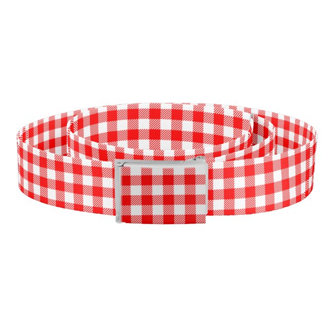 Red gingham picnic tablecloth print belt (Coil)