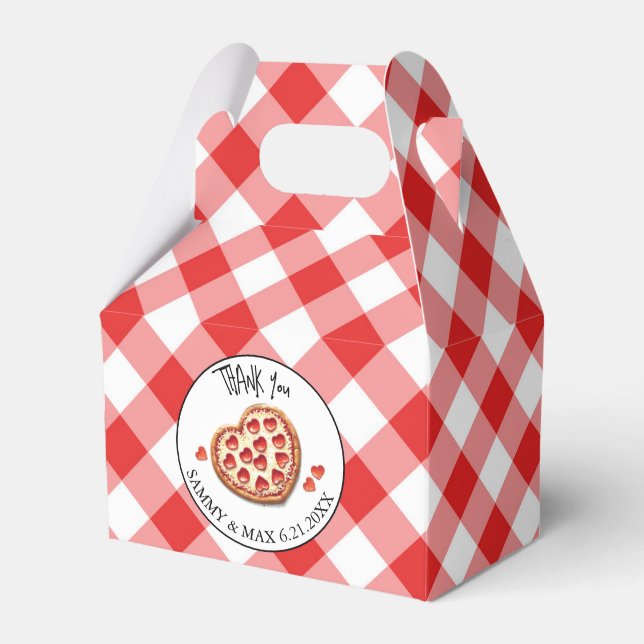 Red Gingham Pizza Party Favor Box (Front Side)