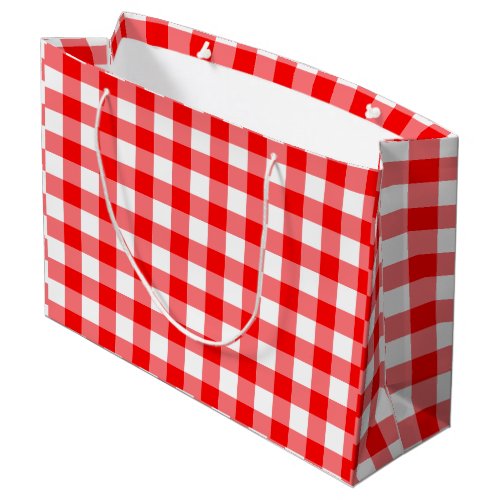 Red Gingham Plaid Check Pattern Gift Bag