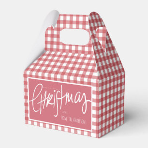 Red Gingham Plaid Christmas Favor Boxes