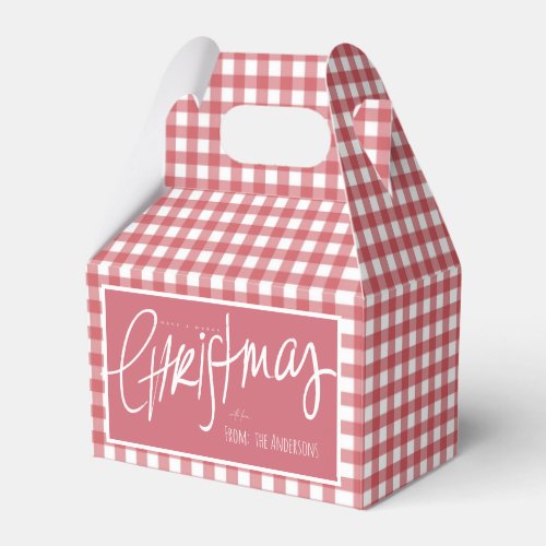 Red Gingham Plaid Christmas Favor Boxes