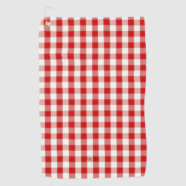 Red Gingham Plaid Golf Towel